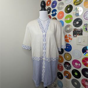 Laura KNITS Short Sleeve Checkered Cardigan